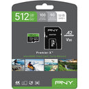 PNY 512GB Premier-X UHS-I microSDXC Memory Card with SD Adapter