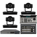 BZBGear 3 x 12x PTZ Camera Broadcast Kit with 6-Channel Mixer, 8-Port Switch & Controller (Black)