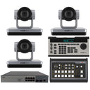 BZBGear 3 x 20x PTZ Camera Broadcast Kit with 6-Channel Mixer, 8-Port Switch & Controller (Silver)