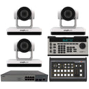 BZBGear 3 x 20x PTZ Camera Broadcast Kit with 6-Channel Mixer, 8-Port Switch & Controller (White)