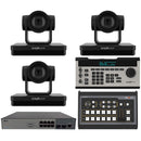 BZBGear 3 x 30x PTZ Camera Broadcast Kit with 6-Channel Mixer, 8-Port Switch & Controller (Black)