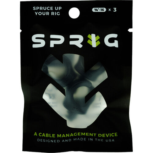 Sprig Big Cable Management Device for 3/8"-16 Threaded Holes (Black, 3-Pack)