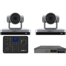 BZBGear Broadcast Kit with 2 x 12x Zoom 4K NDI PTZ Cameras, Joystick Controller & PoE Switch