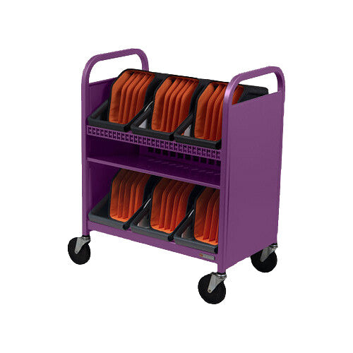 Bretford CUBE Transport Cart with Caddies (90&deg; AC Outlets, Orchid)