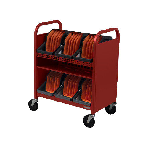 Bretford CUBE Transport Cart with Caddies (90&deg; AC Outlets, Red)