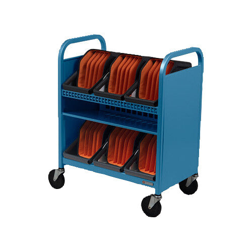 Bretford CUBE Transport Cart with Caddies (90&deg; AC Outlets, Sky)