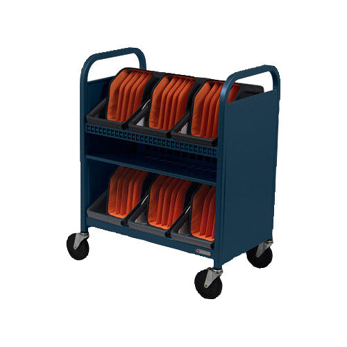 Bretford CUBE Transport Cart with Caddies (90&deg; AC Outlets, Topaz)