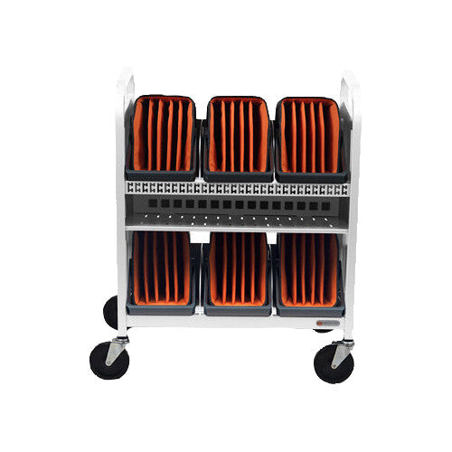 Bretford CUBE Transport Cart with Caddies (Standard AC Outlets, Arctic White)