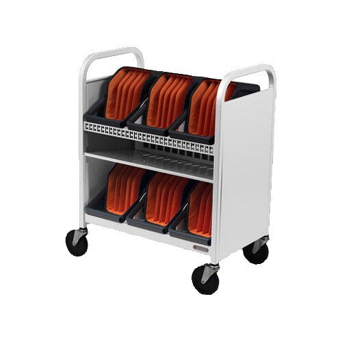 Bretford CUBE Transport Cart with Caddies (Standard AC Outlets, Arctic White)