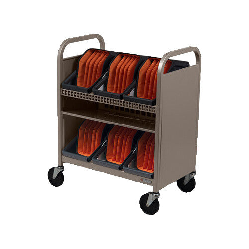 Bretford CUBE Transport Cart with Caddies (Standard AC Outlets, Champagne)