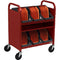 Bretford CUBE Transport Cart with Caddies (90&deg; AC Outlets, Red)