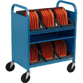 Bretford CUBE Transport Cart with Caddies (90&deg; AC Outlets, Sky)