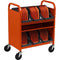 Bretford CUBE Transport Cart with Caddies (90&deg; AC Outlets, Tangerine)