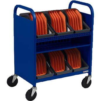 Bretford CUBE Transport Cart with Caddies (Standard AC Outlets, Royal Blue)