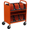 Bretford CUBE Transport Cart with Caddies (Standard AC Outlets, Tangerine)