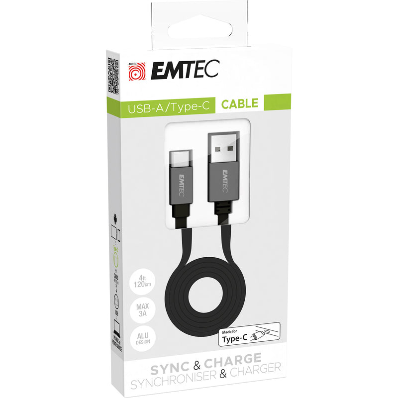 EMTEC T700 USB 3.2 Gen 2 Type-A to Type-C Cable (3', Black)