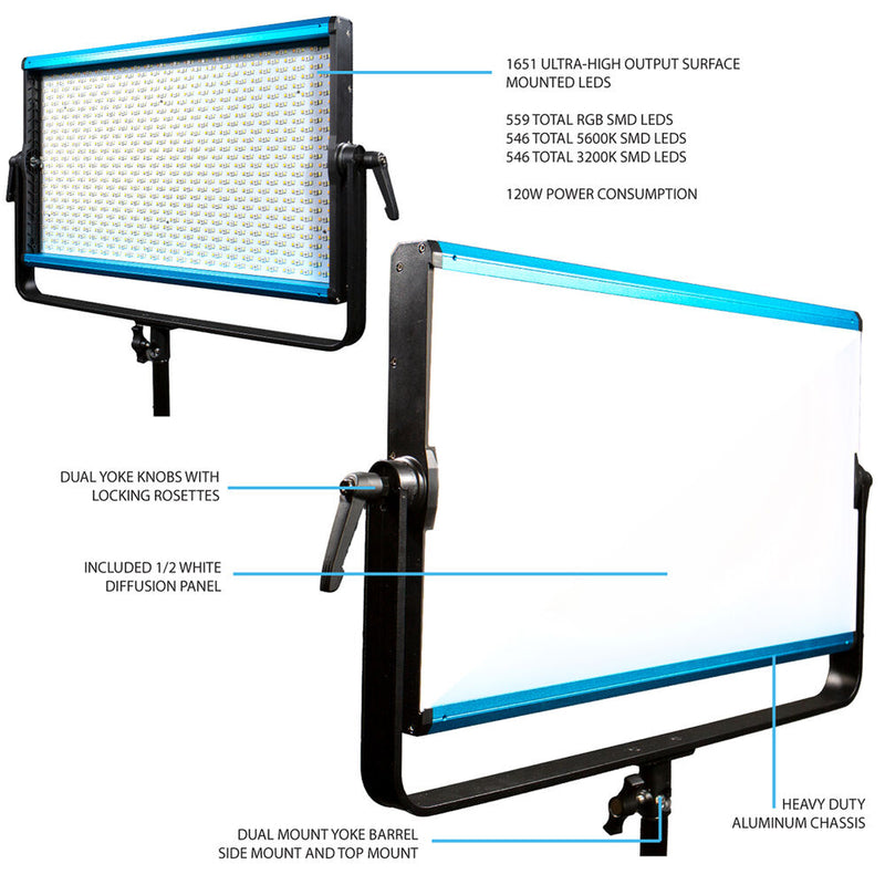 Dracast LED2000 X Series RGB and Bi-Color LED Panel 3-Light Kit with Travel Case