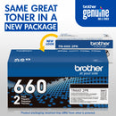 Brother TN660 High Yield Black Toner Cartridge (2-Pack)