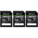 PNY 64GB Elite-X UHS-I SDXC Memory Card (3-Pack)