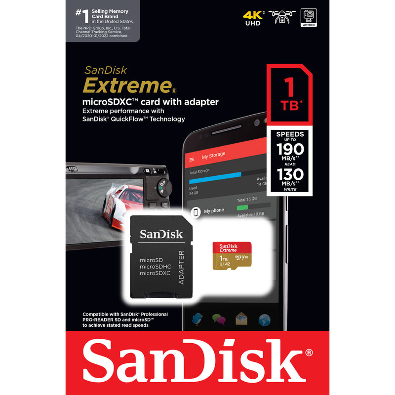 SanDisk 1TB Extreme UHS-I microSDXC Memory Card with SD Adapter