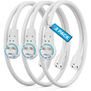 Maximm Cable 3-Outlet Original Style 360&deg; Rotating Flat Plug 6" Extension Cord (White, 3-Pack)