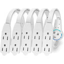 Maximm Cable Original Style 360&deg; Rotating Flat Plug 6" Extension Cord (White, 5-Pack)