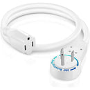 Maximm Cable 360&deg; Rotating Flat Plug 16 AWG Extension Cord (1', White)