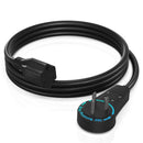 Maximm Cable 360&deg; Rotating Flat Plug 16 AWG Extension Cord (3', Black)