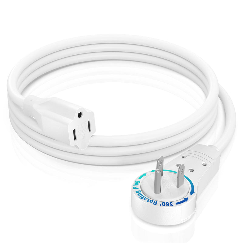 Maximm Cable 360&deg; Rotating Flat Plug 16 AWG Extension Cord (3', White)