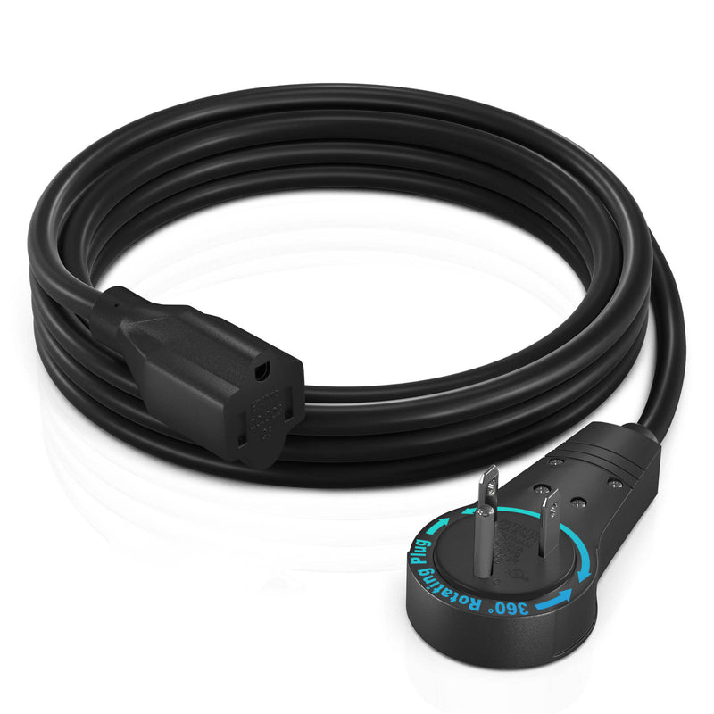 Maximm Cable 360&deg; Rotating Flat Plug 16 AWG Extension Cord (6', Black)
