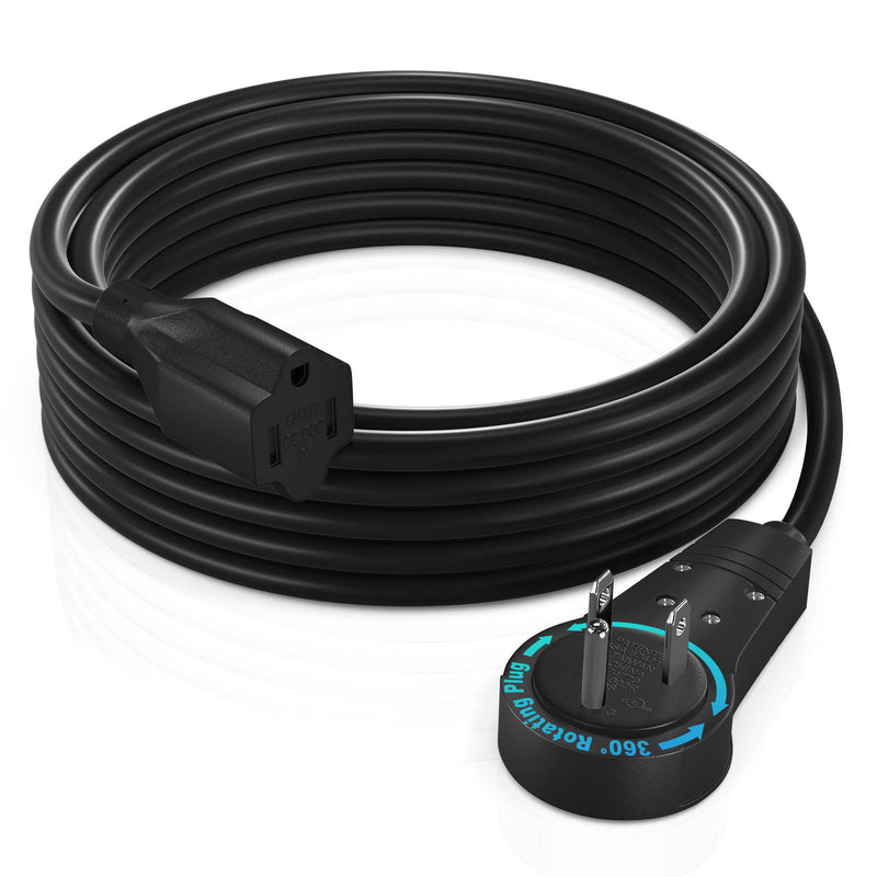 Maximm Cable 360&deg; Rotating Flat Plug 16 AWG Extension Cord (10', Black)
