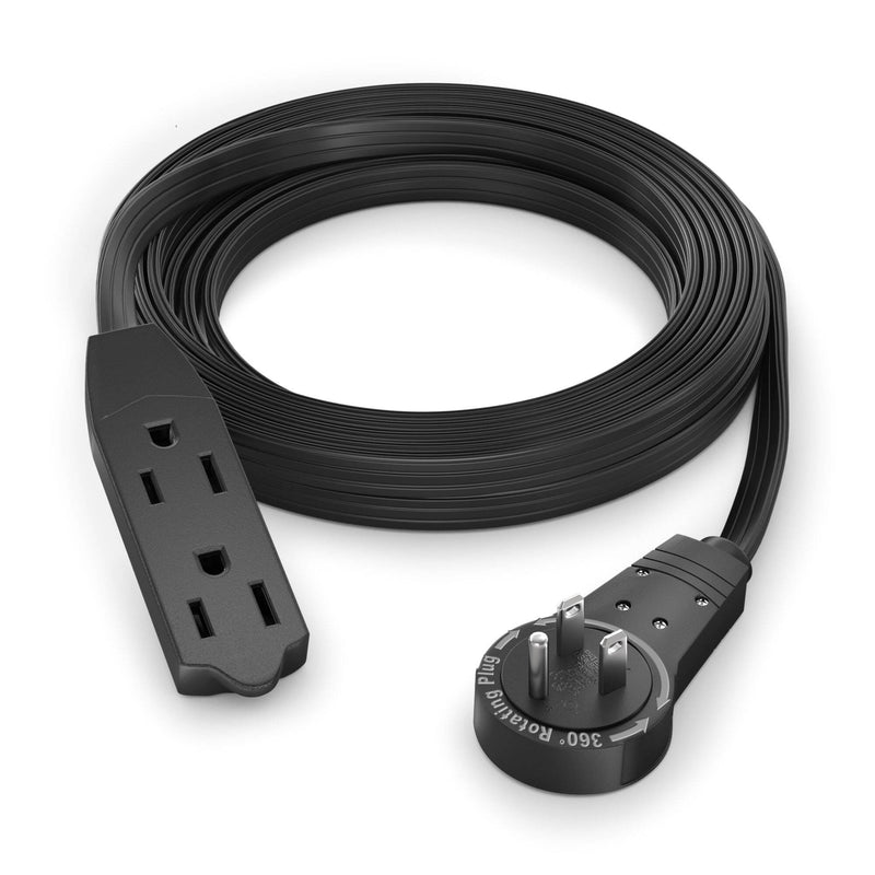 Maximm Cable Original Style 360&deg; Rotating Flat Plug Extension Cord (10', Black)