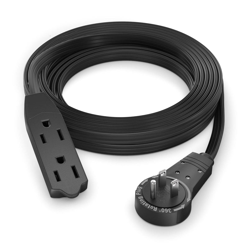 Maximm Cable Original Style 360&deg; Rotating Flat Plug Extension Cord (12', Black)