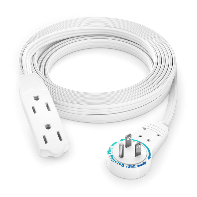 Maximm Cable Original Style 360&deg; Rotating Flat Plug Extension Cord (12', White)