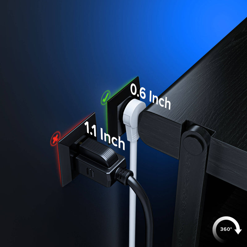 Maximm Cable 360&deg; Rotating Flat Extension Cord (10', White)