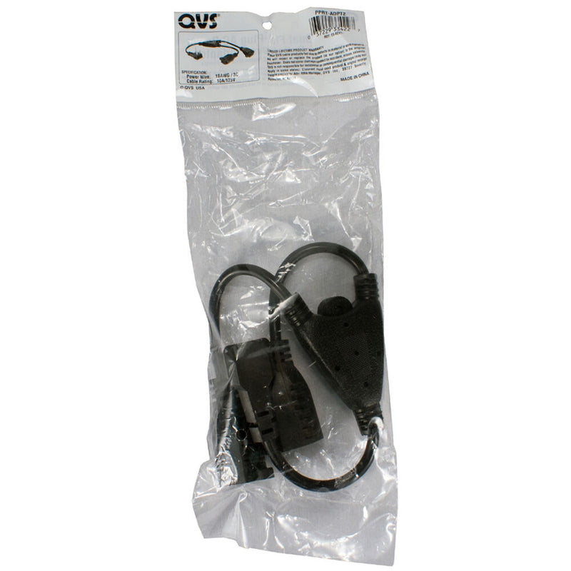 QVS Flat-Plug OutletSaver 90&deg; Splitter Adapter (Black, 12")