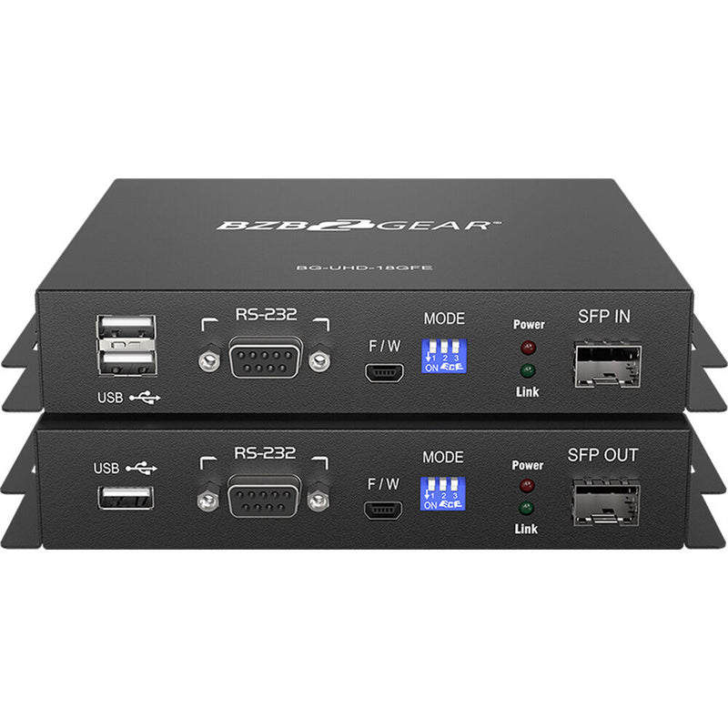 BZBGear 4K HDMI USB KVM Extender Kit over Fiber with HDR, 2-Way IR & RS-232 (with SFP)