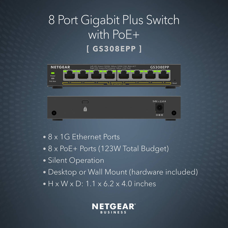 Netgear GS308EPP 8-Port Gigabit PoE+ Compliant Managed Switch