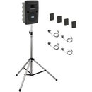 Anchor Audio Liberty System 4 with Four Beltpacks, Four Lapel Mics, and Stand