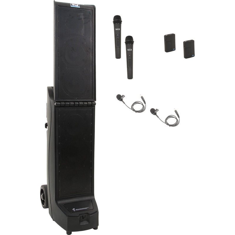 Anchor Audio Bigfoot System 4 with Two Dual Wireless Receivers, Two Handheld Wireless Mics, Two Beltpacks, and Two Lavalier Mics