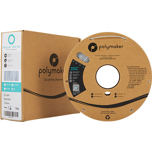 Polymaker 1.75mm PolyLite PLA Pro Filament (Silver, 2.2 lb)