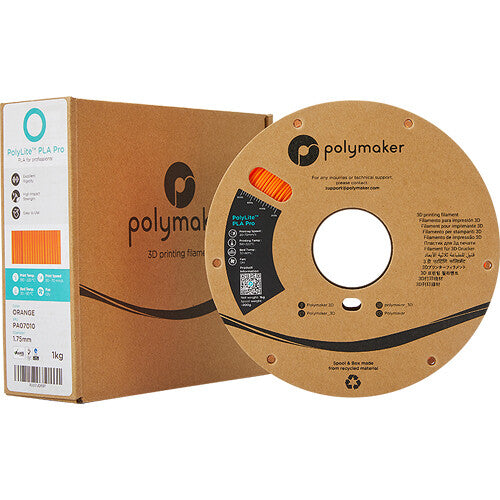 Polymaker 1.75mm PolyLite PLA Pro Filament (Orange, 2.2 lb)