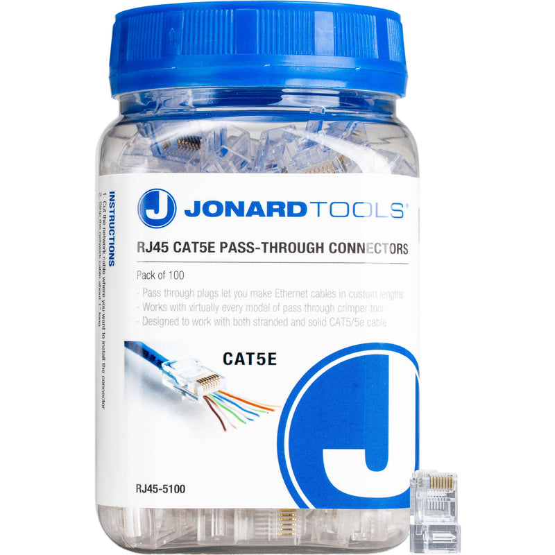 Jonard Tools Cat 5e RJ45 Pass-Through Connectors (100-Piece Jar)