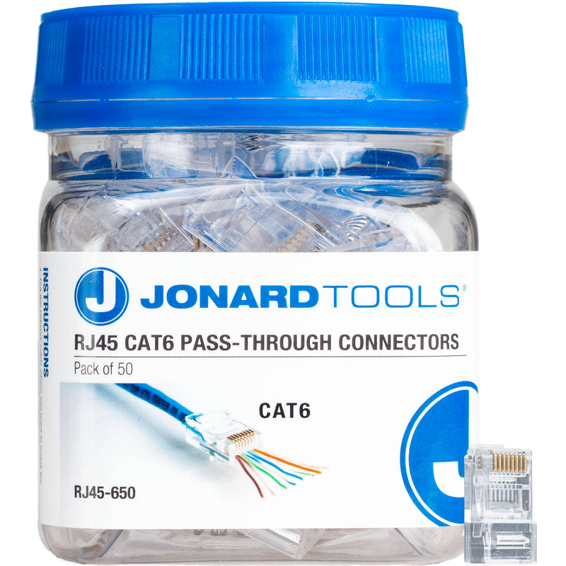 Jonard Tools Cat 6 RJ45 Pass-Through Connectors (50-Piece Jar)