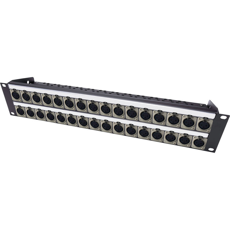 My Custom Shop 32-Port XLR Female Patch Panel with Neutrik NC3FD-L-1 and Rear Lacing Bar (2 RU)