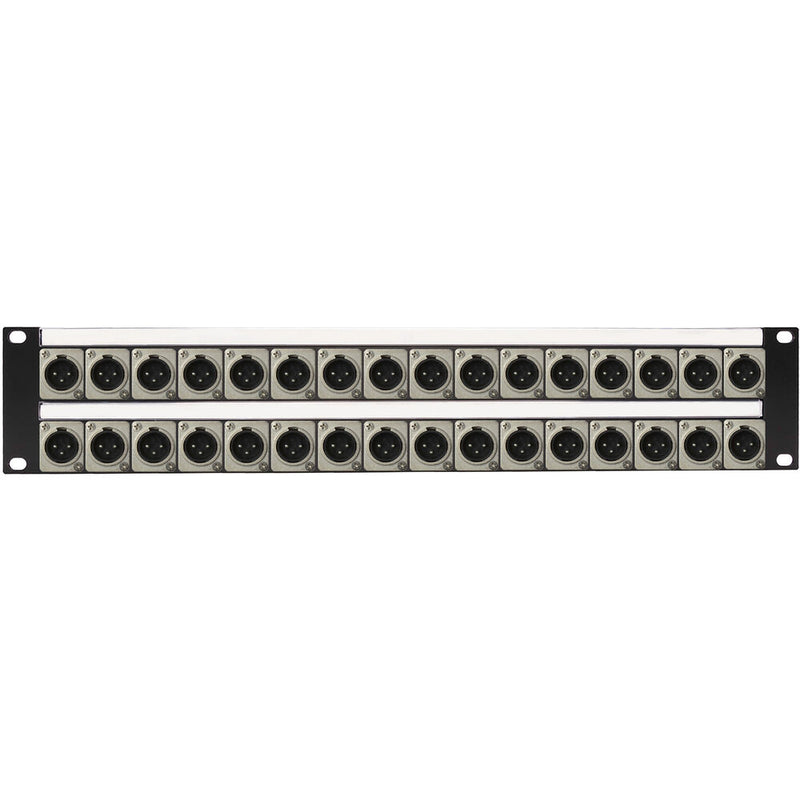 My Custom Shop 32-Port XLR Male Patch Panel with Neutrik NC3MD-L-1 and Rear Lacing Bar (2 RU)