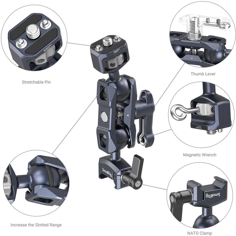 SmallRig Magic Arm with Dual Ball Heads (1/4"-20 Screw and NATO Clamp)