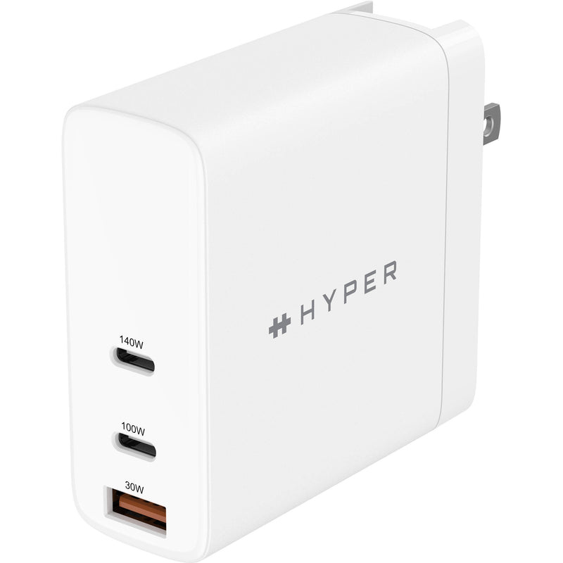 HYPER 140W 3-Port USB Type-C/USB Type-A GaN Charger with Cable
