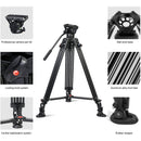 GVM Aluminum Camera Video Tripod DX16 with Fluid Head System