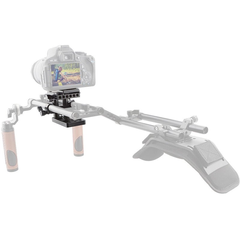 CAMVATE Quick Release Baseplate with 15mm LWS Rod Mount (Black Screws)